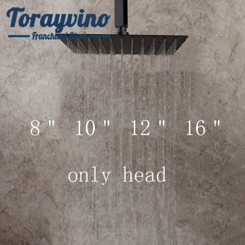 Bathroom square shower head set grifo ducha Ceiling Mounted rainfall spray brass tap matte black water fall shower multiple size