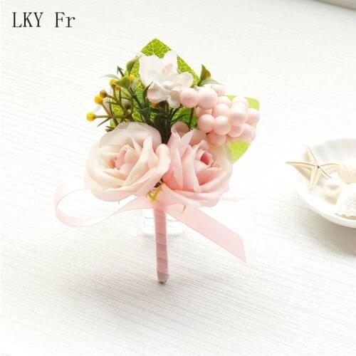LKY Fr Boutonniere Flowers Buttonhole Wedding Corsages and Boutonnieres Silk Groom Boutonniere Man Wedding Planner Marriage Pins