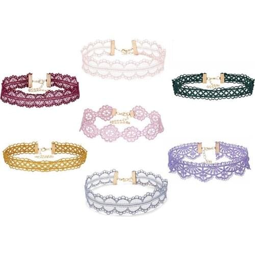 Sweet and Cute 6 Colors Lace Short Necklace Velvet Strip Woman Party Jewelry Neck Accessories Handcrafted Chain Necklace