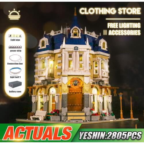 MOULD KING 11005 The Street Costume Shop Model With Led Parts Model Building Block Assembly Bricks Toys Kids Christmas Gifts