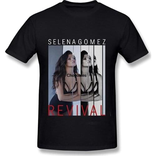 Men Cotton T shirt Sixtion Selena Gomez The Revival Tour Live Concert T-Shirt For Men Black Tshirts