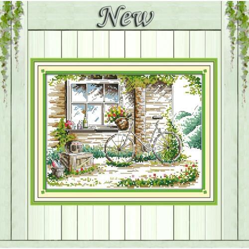 The quiet out of the window garden painting counted printed on canvas DMC 11CT 14CT kits Cross Stitch embroidery needlework Sets