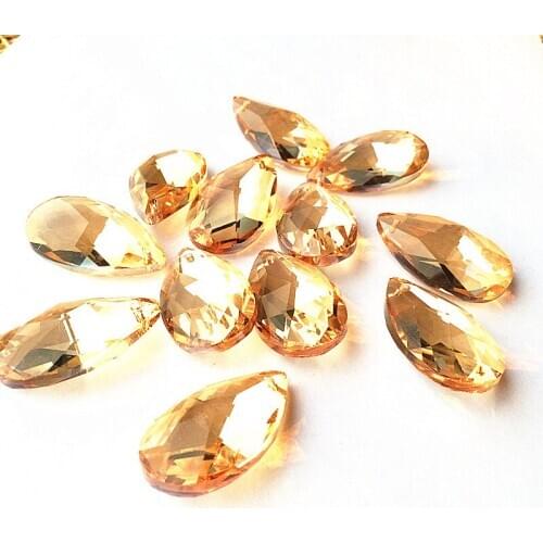 Top Quality 30pcs/ Lot 50mm Champange K9 Crystal Glass Chandelier Faceted Pear Pendants, Crystal lighting Parts Christmas Tree
