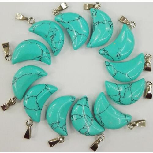 Wholesale natural stone pendants fashion calaite stone moon pendant for jewelry making 50pcs/lot Free shipping