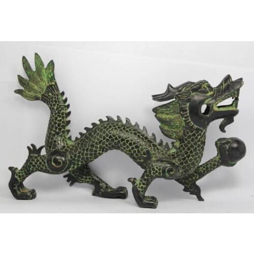 Wholesale Retro bronze factory outlets Large rare CHINESE HANDWORK DRAGON OLD BRONZE STATUE