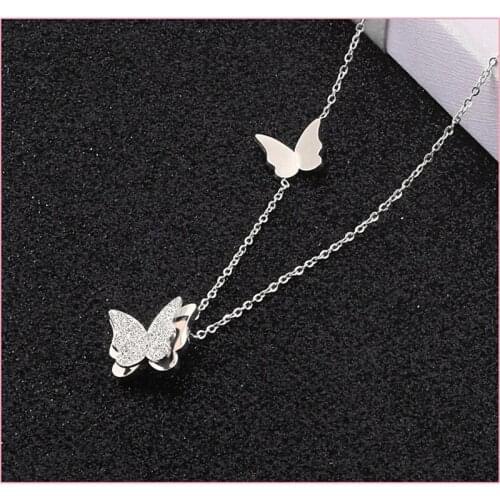 Stainless Steel Lovely Butterfly Necklaces for Women Cute Animal Pendants Choker Girls Kids Fashion Jewelry Gift boucle d'oreill