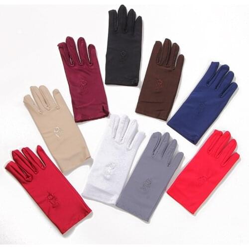 Women Cheap Manner Gloves With Flower Embroidery Flower Performance Gloves Short Waitress Glove Female White Garment Accessory