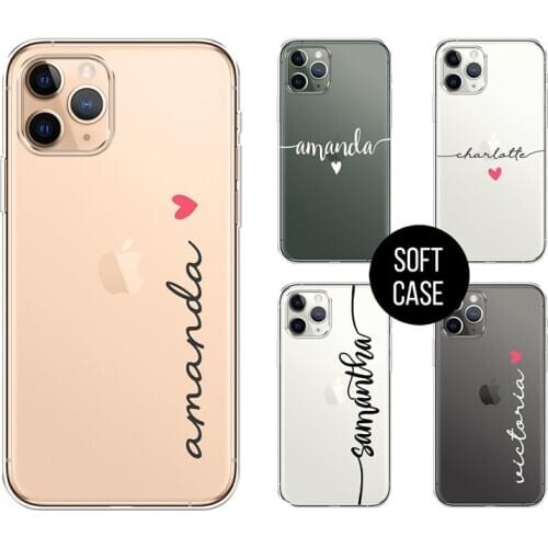 Personalised Phone case hearts custom name initials phone TPU cover For iPhone 11 12 Pro Max mini 6s Plus 7 8 X Xs max Xr
