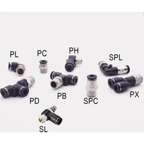 4/6/8/10/12mm Pneumatic Fittings 1/8 1/4 3/8 1/2 Male Thread Compressor Accessories Air Quick Pipe Connectors Air Hose Fittings