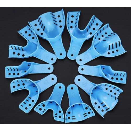 10pcs Light Blue Dental Impression Trays Autoclavable Dental Central Dental
