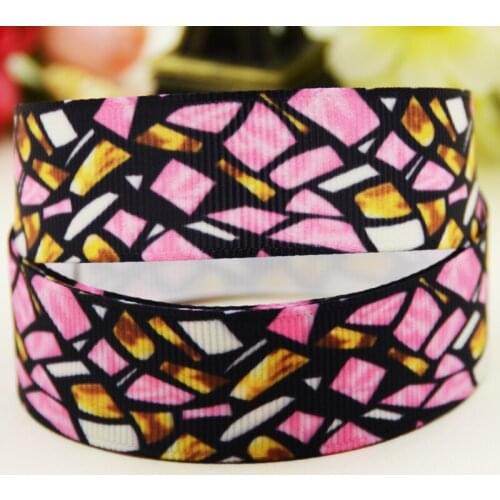 22mm 25mm 38mm 75mm geometric lattice printed Grosgrain Ribbon party decoration 10 Yards X-03638