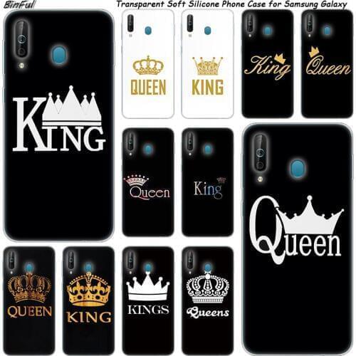 Luxury King Queen Couple crown Silicone Case For Samsung Galaxy A80 A70 A60 A50 A40 A40S A30 A20E A2CORE M40 Note 10 Plus 9 8 5