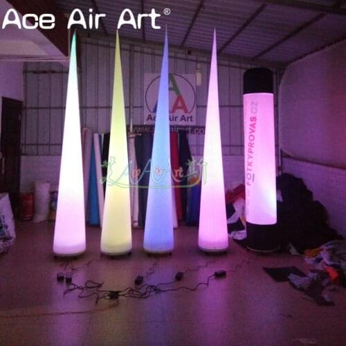 LED lighting inflatable cones,column pillars with base and air blower for wedding dj parties
