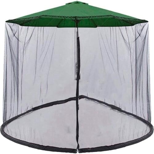 Patio Umbrella Mosquito Netting with Zipper Door Mesh Net Screen Universal for Outdoor Table Hanging Umbrella