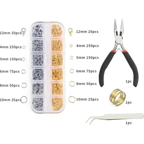 1 box Jewelry Findings Tool Set open jump ring Copper Ring Lobster clasp Jewelry Pliers Tweezers Fit For DIY Jewelries Making