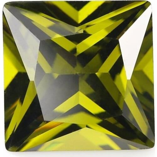100pcs 5A 2*2mm-15*15mm Peridot CZ Synthetic Gems Cubic Zirconia Stone Square