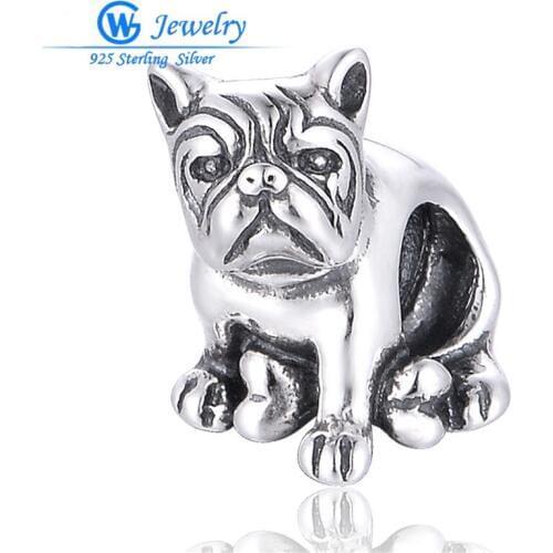 2pcs/lot Animal beads Jewelry 925 Sterling Silver Charm Fits European Bracelets Fashion jewelry Big Promotion Dog Charm