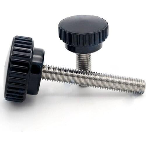 2pcs M4 Stainless Steel Rod Straight Grain Handle Screws Bakelite Round Head Adjust Handwheel Knob Hand Bolts 18mm-70mm Length