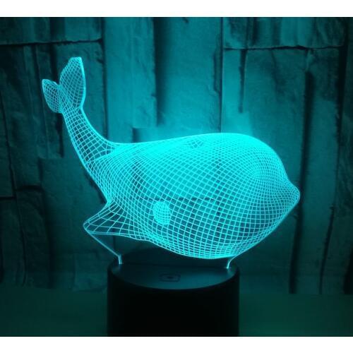 Whale 3d Night Light, Acrylic Visual Stereo Lamp 3d Led lamp Christmas decorations gift for baby room lights