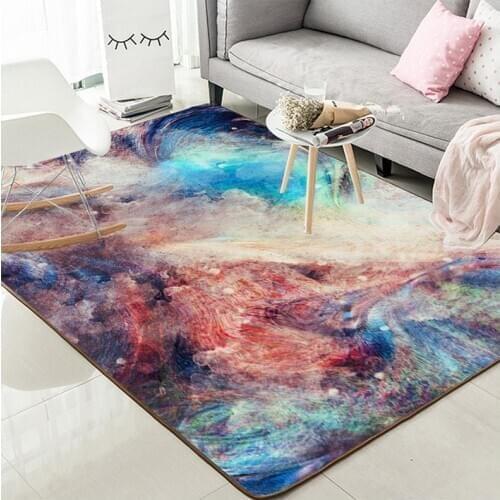3D starry sky carpet Kids bedroom living room bedside yoga cushion soft colorful meteor large rugs baby play floor mat home