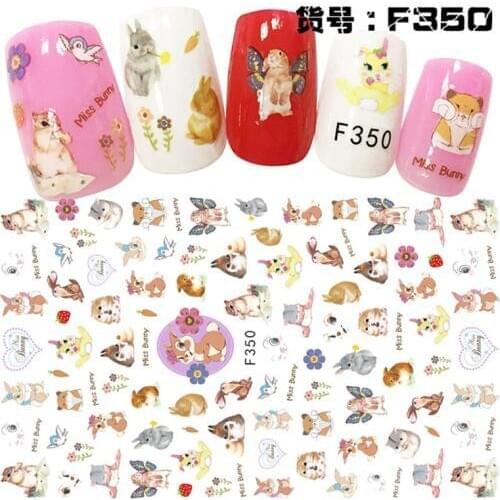 5 sheets cute design creative Thin adhesive decals Nail Art decorations Stickers acrylic beauty nail supplies tools F346-350