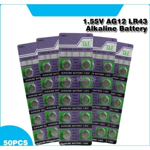 50pcs 1.55v Ag12 Alkaline Battery SR43W R43 SR1142 SB-B8 V386 D386 260 S1142E GP386 SG12 LR43 386A LR1144 Button Coin Cell