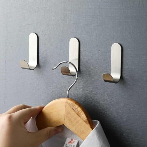 8PCS/Set Stainless Steel Bathroom Towel Wall Hooks Strong Suction Key Hat Bag Hanger Holder Rack Clothes Hook