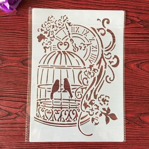 A4 29 * 21cm birdcage DIY Stencils Wall Painting Scrapbook Coloring Embossing Album Decorative Paper Card Template,wall