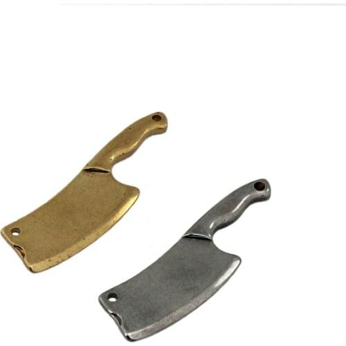 1pcs Solid Brass Kitchen Knife Charm Pendant Key Chain Keyring Decor Leather Craft DIY Decoration Gift Stainless Steel CLOXY