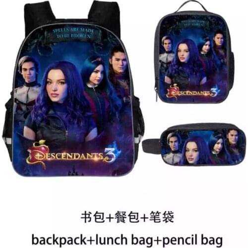 Disney School Bag Set 3pcs Kids Backpack Descendants Mochila Escolar Infantil Children Pencil Shoulder Book Bags Boys Girls
