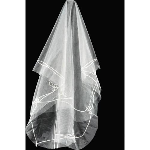 Bridal Veils Women White Flower Edge One Layer Simple Wedding Veil for Bride Marriage cheap Wedding Accessories Photography Prop