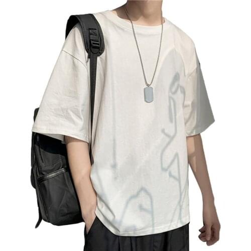 Men Solid Color Short Sleeve O Neck Loose Fit Breathable Tee Top T-shirt Blouse Hip Hop Oversized Man Casual Tee Mens Clothing