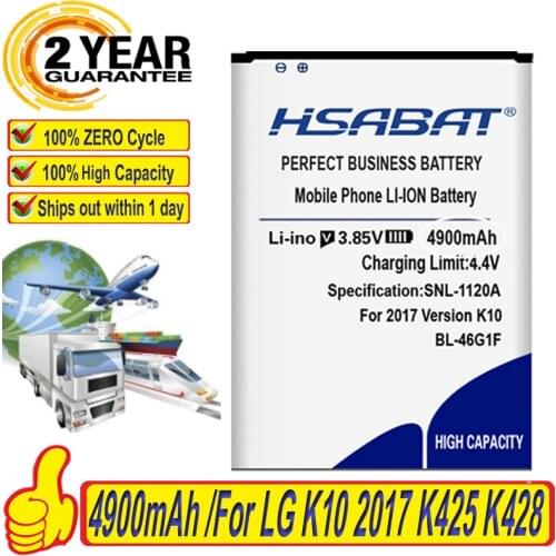 HSABAT Top Brand 100% New 4700mAh BL-46G1F Battery for LG K10 2017 K425 K428 K430H K20 Plus TP260 within tracking number