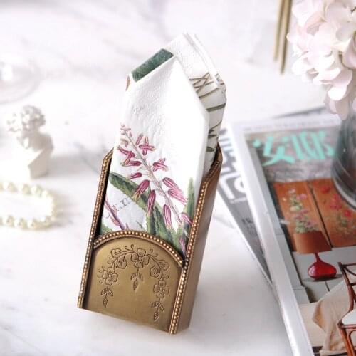 Luxury Carved Brass Tissue Box Business Card Case Retro Desktop Storage Box Tilted Napkin Box Table Decor Ornament Accessories