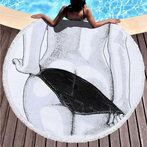 Beautiful girl Beach cover up Microfiber towel luxury beach towel Sea beach towel Fringed beach towel Round beach towel For home