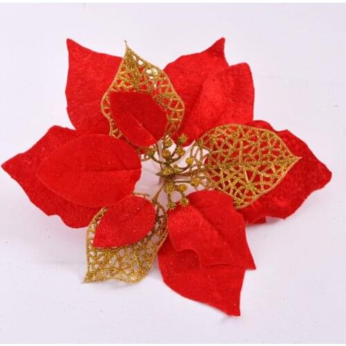 Red christmas flower simulation large decoration flower DIY Christmas Tree Silk Flowers newyear party decor Accessories
