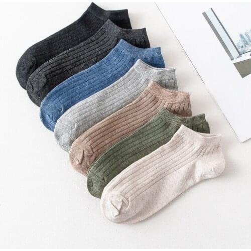 Summer Cotton Short Socks For Women Men Solid Color Stripe Casual Ankle Socks College Style Breathable Invisiable Boat Socks