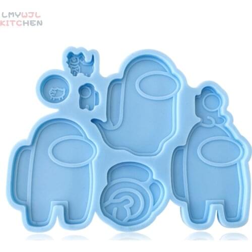 Cartoon Anime 7 In 1 Silicone Mold DIY Epoxy Jewelry Pendant Keychain Mold Chocolate Candy Mold Cake Decoration Accessories