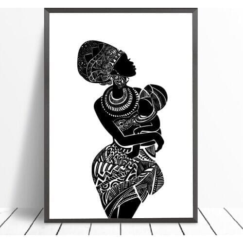 Beautiful African Woman With Baby Bedroom Wall Art Wall Picture Poster Modern Print Home Decor Retro poster kraft paper