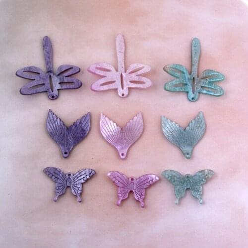 2020 Newest 50pcs/lot animals cartoon Dragonfly Butterfly Fish Tail shape acrylic beads diy jewelry earring/garment accessory