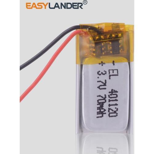 Rechargeable Lipo Battery 401120 3.7V 70Mah For Bluetooth Stick Headset bracelet Smart Watch sports mp3 Wearable Devices