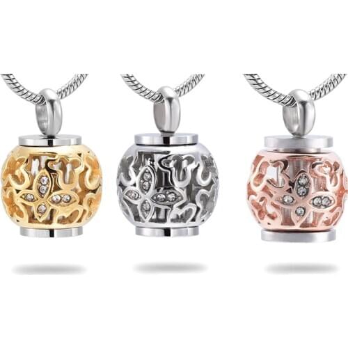 Hollow Butterfly Crystal Urn Cremation Necklace Always in My Heart Memorial Pendants for Ashes Fashion Jewelry