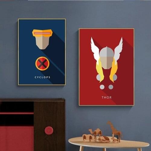 Nordic Poster and Prints for Kids Home Decor Pictures Marvel Wall Art Canvas Painting SpiderMan IronMan Classic Anime Minimalism