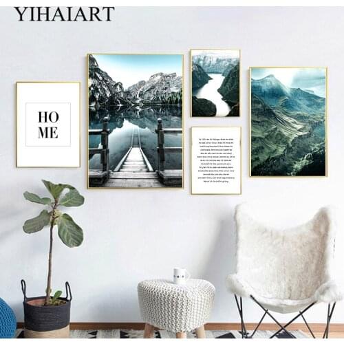 Nature Landscape Wall Art Canvas Print Scandinavian Dolomites Lake Painting Nordic Style Modern Living Room Decoration Picture