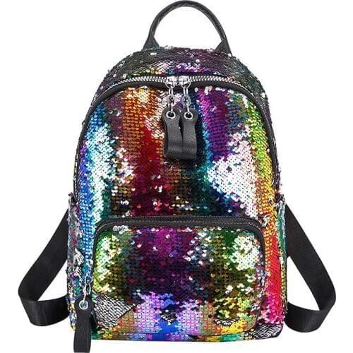 3PCS / LOT New Sequins Backpack for Teenage Girls Fashion Bling Rucksack Students School Bag Shiny Clutch Mochilas