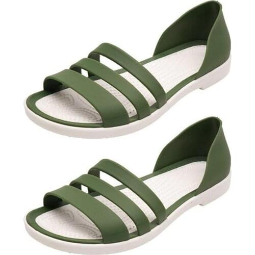 Summer Women Open Toe Anti-skid Candy Color Slip-on Flat Sandals Footwear