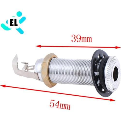 Silver Brass 3 Prongs Electric Guitar Bass Input/Output Mono Activel Long Threaded Jack Socket