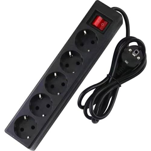 European Standard Socket Round Plug 5 Hole Socket 5M/3M With illuminated ON / OFF Switch And Child Safety Wall Charger Outlet