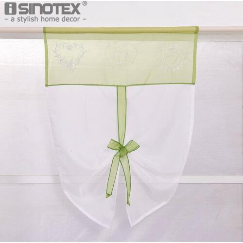 Embroidered Voile Roman Curtain Window Treatment Heart Shape Patterns Pastoral Style Ribbon Translucidus 4 Colors 5 Sizes 1 PCS