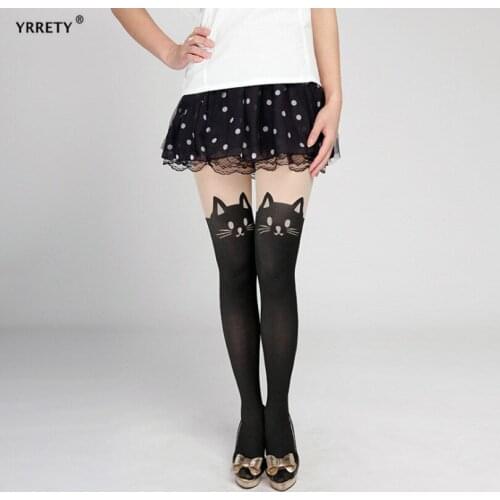 YRRETY Cartoon Printing Stocking Velvet Pantyhose Underwear Female Warm Women Elastic Stitching Anti-Hook Footless Tights Hot